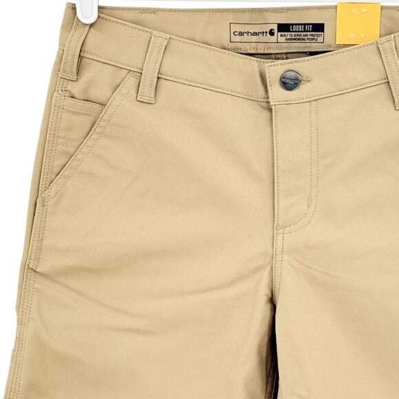 NWT Carhartt Women's Rugged Flex Outdoor Tan Canvas Work Shorts Size 2 Inseam 10 - Picture 3 of 11